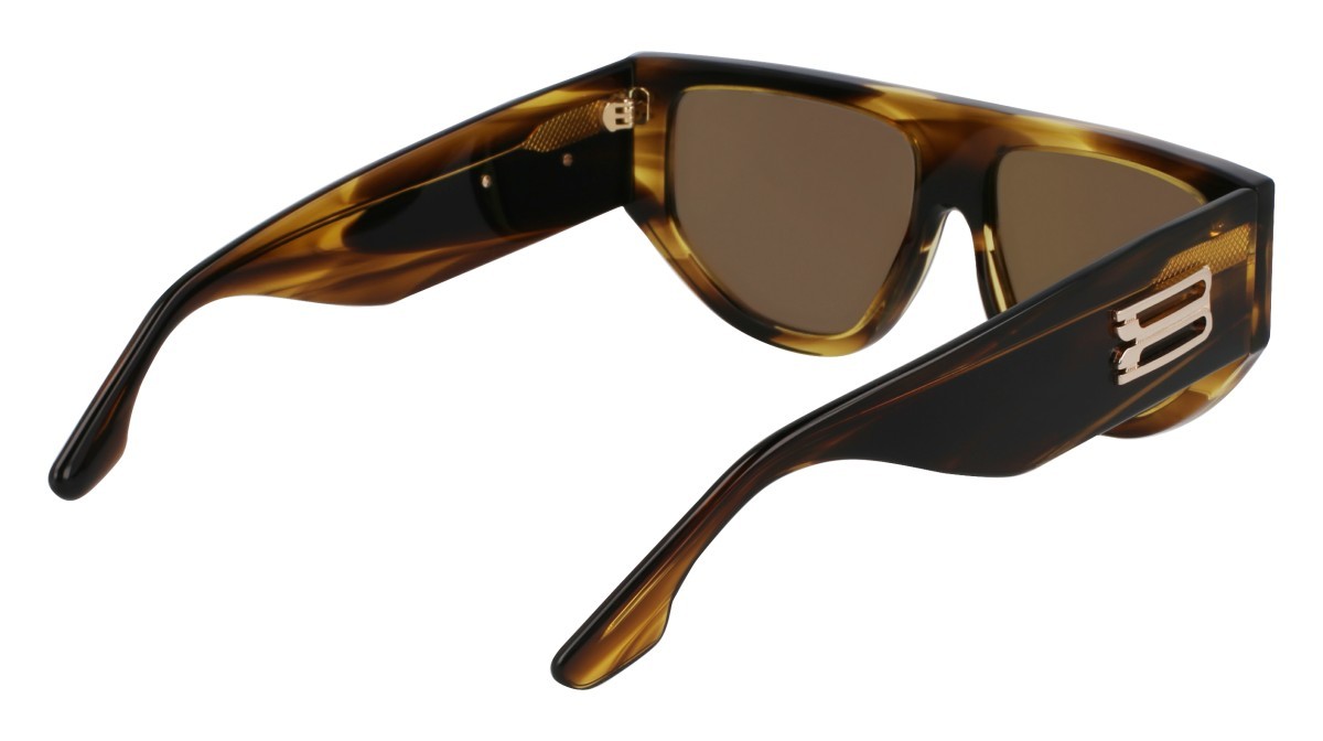 Sonnenbrillen Victoria Beckham VB676S (318) farbe striped khaki form rechteckig gläser solid green