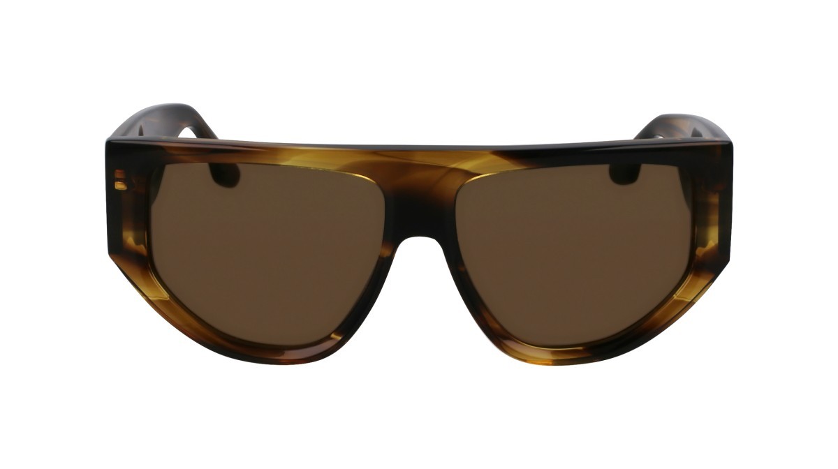 Sonnenbrillen Victoria Beckham VB676S (318) farbe striped khaki form rechteckig gläser solid green