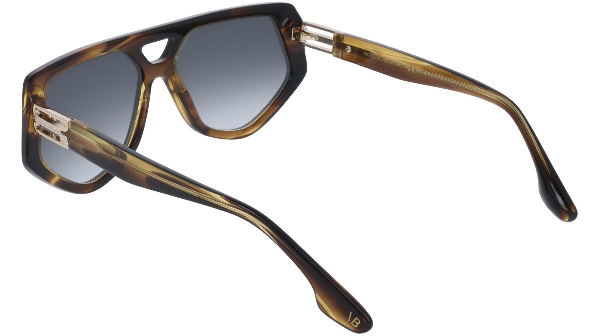 Sonnenbrillen Victoria Beckham VB681S (318) farbe striped khaki form rechteckig gläser gradient grey