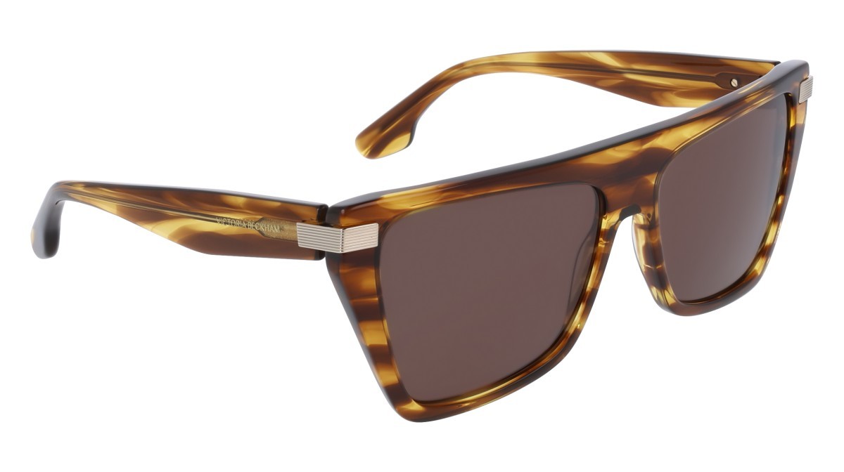 Sonnenbrillen Victoria Beckham VB684S (224) farbe striped tobacco form rechteckig gläser solid brown