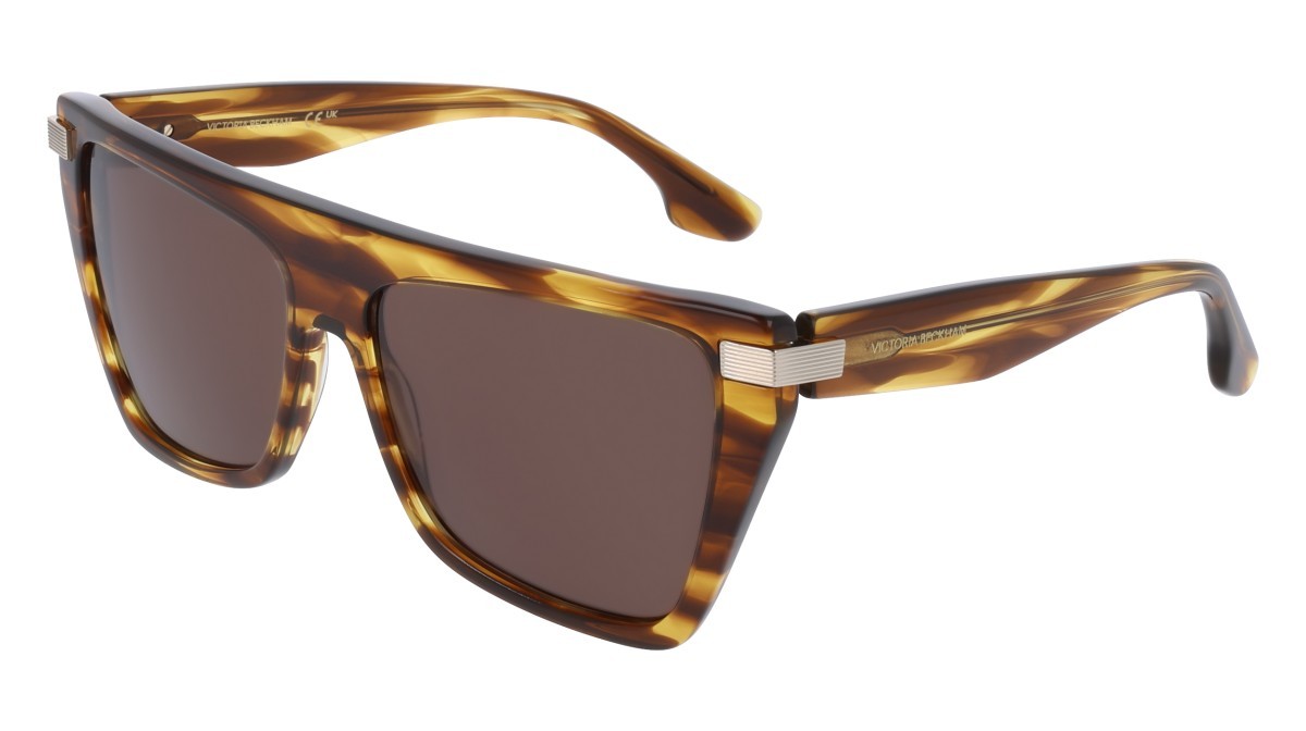 Sonnenbrillen Victoria Beckham VB684S (224) farbe striped tobacco form rechteckig gläser solid brown
