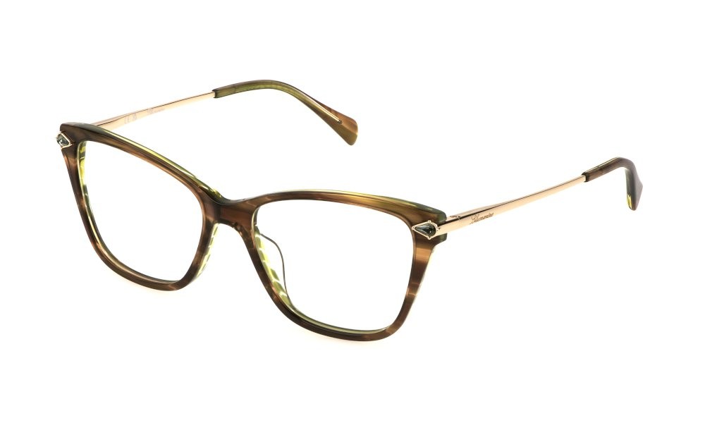 Occhiali da vista Blumarine VBM842S (06U8) colore marrone / verde striato lucido 