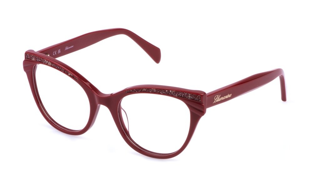 Occhiali da vista Blumarine VBM874S (0U17) colore rosso ciliegia pieno lucido c/strass 