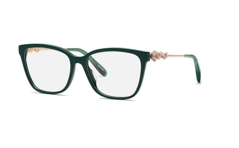 Eyeglasses Chopard VCH361S (0AD1) color verde foresta pieno lucido c/strass 