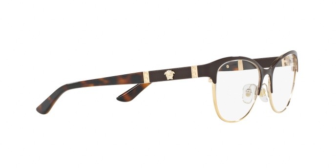 Occhiali da vista Versace VE 1233Q (1344) colore brown/pale gold forma irregolare lenti demo lens