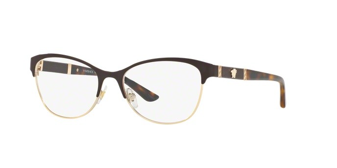Occhiali da vista Versace VE 1233Q (1344) colore brown/pale gold forma irregolare lenti demo lens
