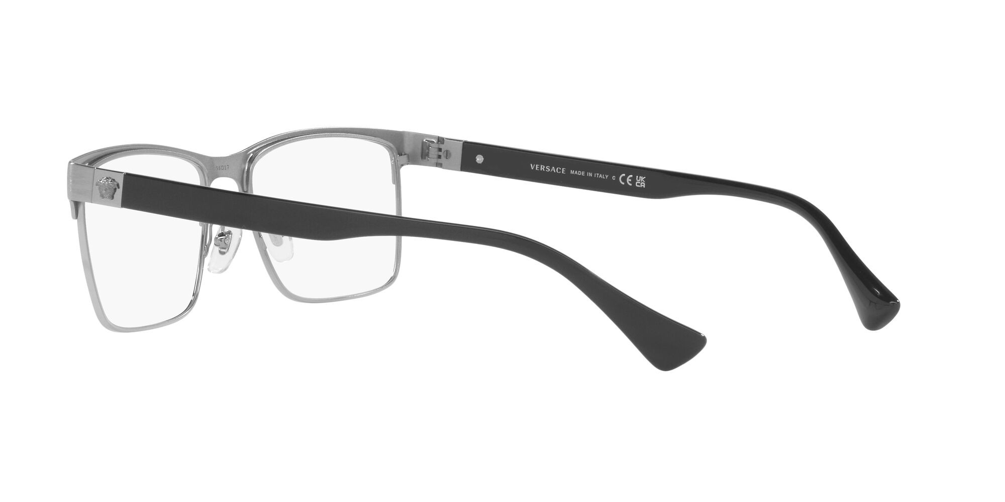Brillen Versace VE 1285 (1262) farbe gunmetal spazzolato form rechteckig gläser lente demo