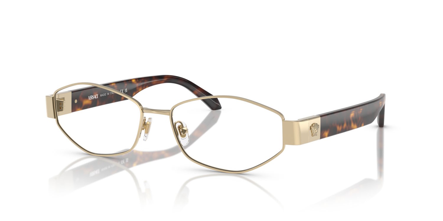 Eyeglasses Versace VE 1298 (1252) color oro pallido shape irregular lenses lente demo