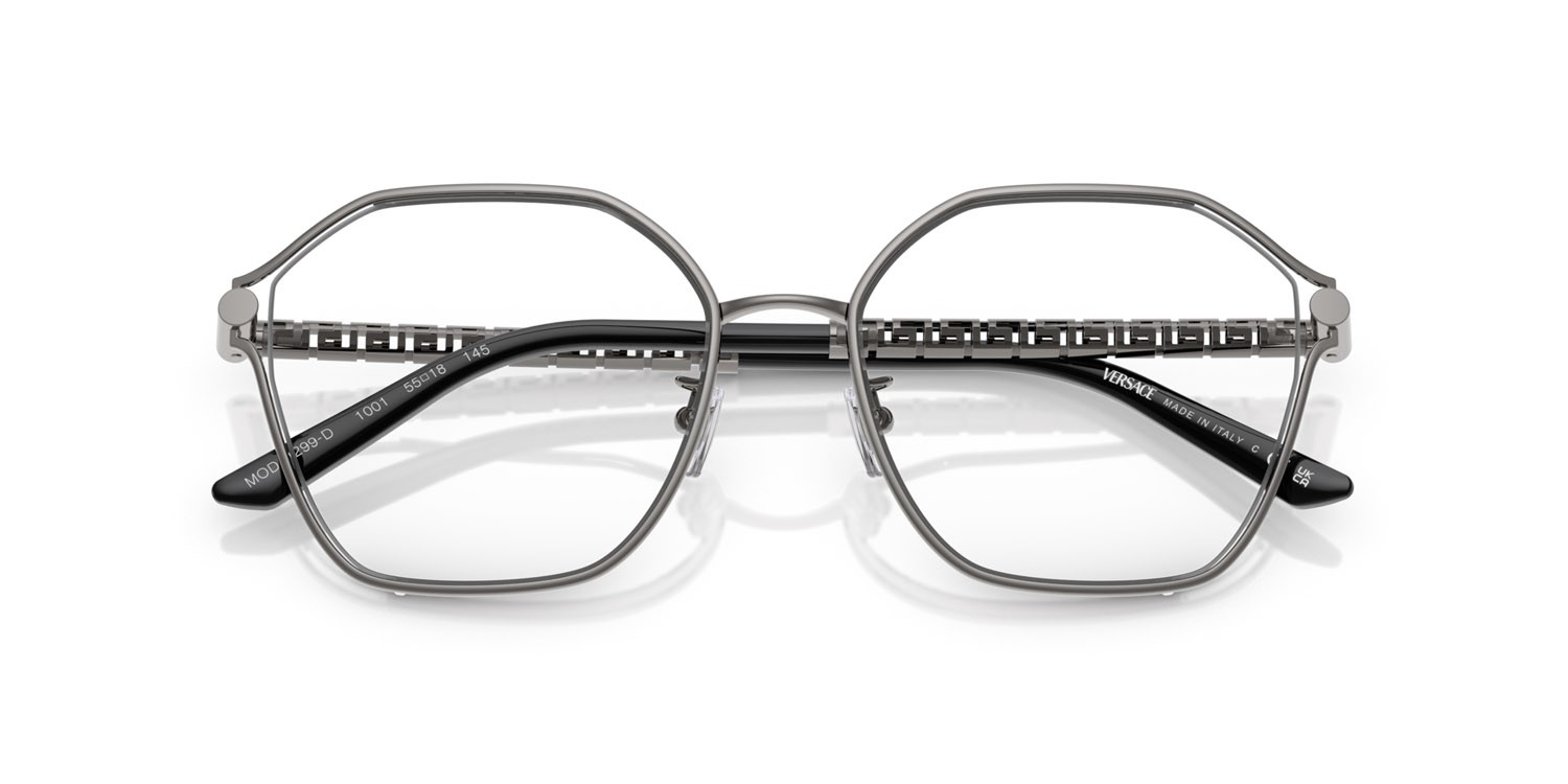 Brillen Versace VE 1299D (1001) farbe gunmetal form unregelmäßig gläser lente demo