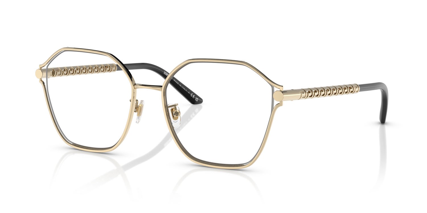 Eyeglasses Versace VE 1299D (1252) color oro pallido shape irregular lenses lente demo