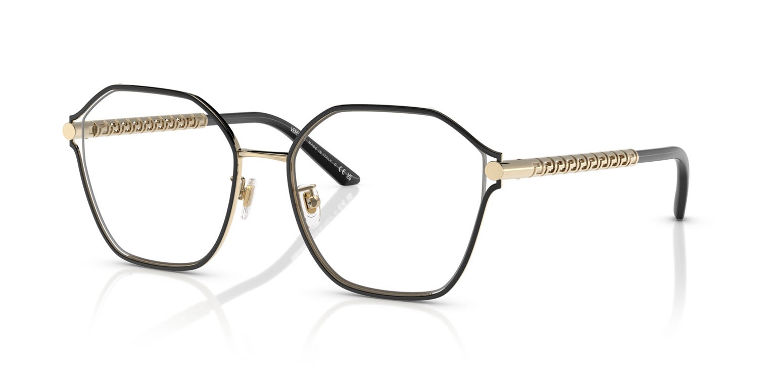 Eyeglasses Versace VE 1299D (1425) color oro pallido shape irregular lenses lente demo