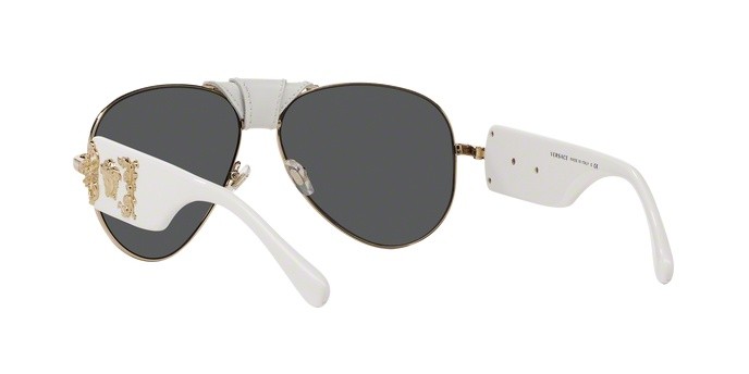 Sunglasses Versace VE 2150Q (134187) color gold shape aviator lenses gray