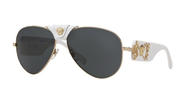 Sunglasses Versace VE 2150Q (134187) color gold shape aviator lenses gray