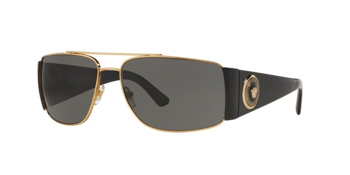 Occhiali da sole Versace VE 2163 (100287) colore gold forma rettangolare lenti gray