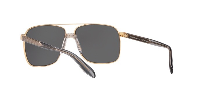 Occhiali da sole Versace VE 2174 (1002Z3) colore gold forma quadrato lenti dk grey mirror silver polar