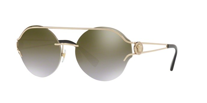 Occhiali da sole Versace VE 2184 (12526U) colore pale gold forma rotondo lenti gradient brown mirror gold