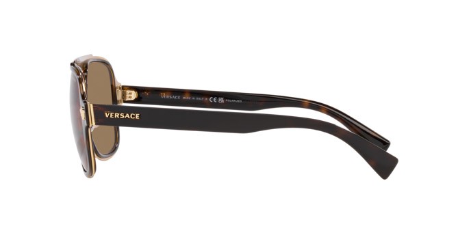 Occhiali da sole Versace VE 2199 (1252LA) colore havana forma irregolare lenti arancione