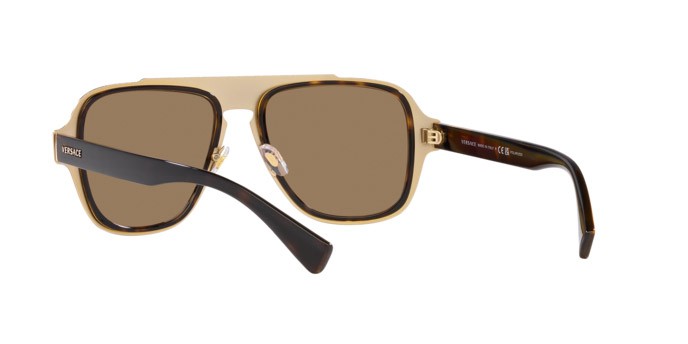 Occhiali da sole Versace VE 2199 (1252LA) colore havana forma irregolare lenti arancione