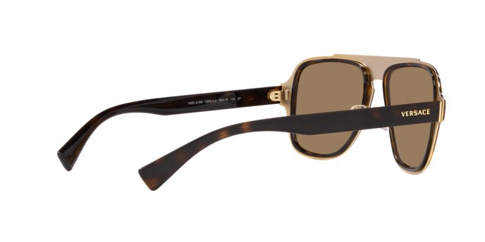 Occhiali da sole Versace VE 2199 (1252LA) colore havana forma irregolare lenti arancione