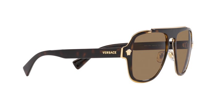 Occhiali da sole Versace VE 2199 (1252LA) colore havana forma irregolare lenti arancione