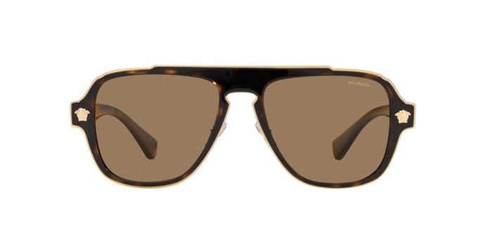 Occhiali da sole Versace VE 2199 (1252LA) colore havana forma irregolare lenti arancione