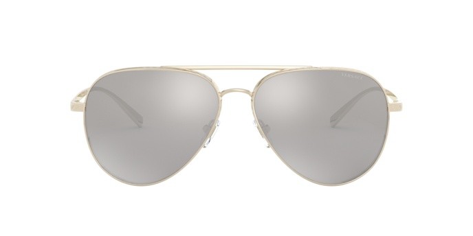 Sonnenbrillen Versace VE 2217 (12526G) farbe pale gold form aviator gläser light grey mirror silver 80
