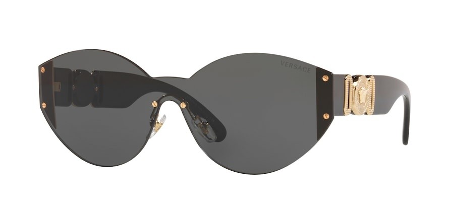Sonnenbrillen Versace VE 2224 (GB1/87) farbe gold form unregelmäßig gläser dark grey