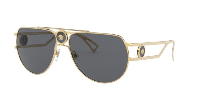 Occhiali da sole Versace VE 2225 (100287) colore gold forma aviator lenti grey
