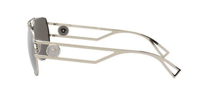 Occhiali da sole Versace VE 2225 (12526G) colore pale gold forma aviator lenti light grey mirror silver 80?