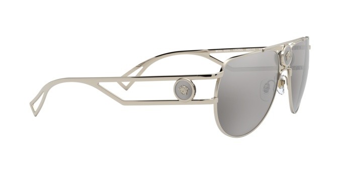 Occhiali da sole Versace VE 2225 (12526G) colore pale gold forma aviator lenti light grey mirror silver 80?