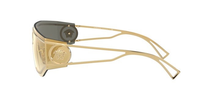 Occhiali da sole Versace VE 2226 (10027P) colore gold forma irregolare lenti brown mirror gold