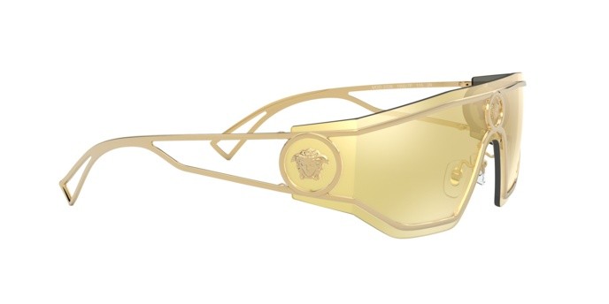 Occhiali da sole Versace VE 2226 (10027P) colore gold forma irregolare lenti brown mirror gold