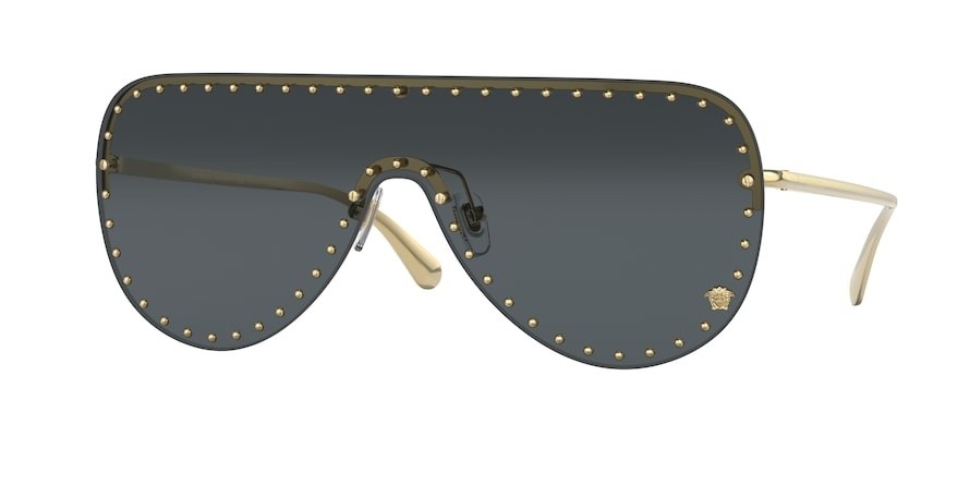 Sonnenbrillen Versace VE 2230B (100287) farbe gold form unregelmäßig gläser dark grey