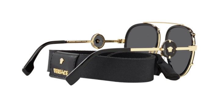 Occhiali da sole Versace VE 2232 (143887) colore black forma aviator lenti dark grey