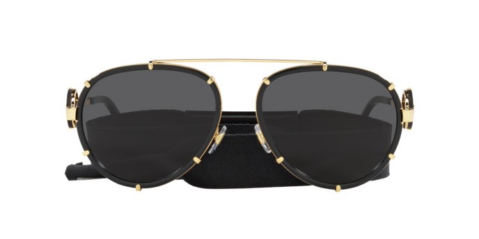 Occhiali da sole Versace VE 2232 (143887) colore black forma aviator lenti dark grey