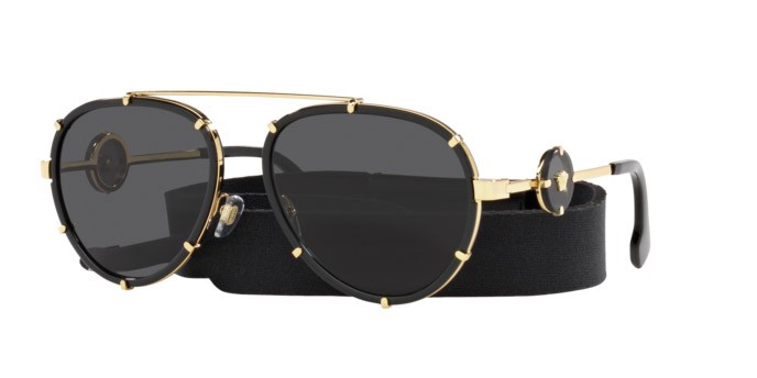 Occhiali da sole Versace VE 2232 (143887) colore black forma aviator lenti dark grey