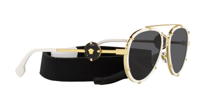 Occhiali da sole Versace VE 2232 (147187) colore white forma aviator lenti dark grey