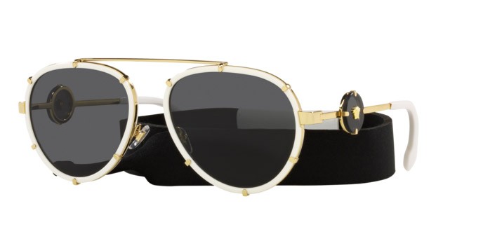 Occhiali da sole Versace VE 2232 (147187) colore white forma aviator lenti dark grey