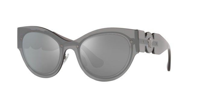 Sonnenbrillen Versace VE 2234 (10016G) farbe transparent grey mirror silver form cat-eye gläser light grey mirror silver