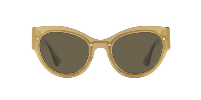 Occhiali da sole Versace VE 2234 (1002/3) colore transparent brown mirror gold forma cat eye lenti brown