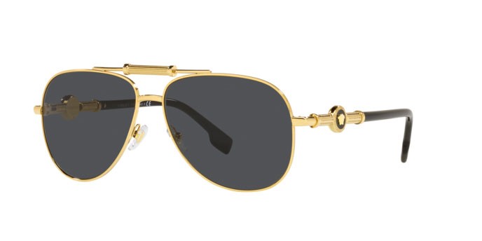 Occhiali da sole Versace VE 2236 (100287) colore gold forma aviator lenti dark grey