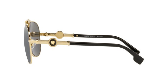 Occhiali da sole Versace VE 2236 (1002Z3) colore gold forma aviator lenti polar grey mirror silver