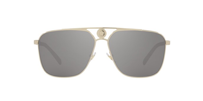 Occhiali da sole Versace VE 2238 (12526G) colore pale gold forma rettangolare lenti light grey mirror silver