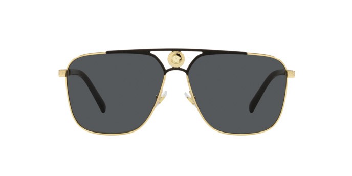 Occhiali da sole Versace VE 2238 (143687) colore gold/matte black forma rettangolare lenti dark grey