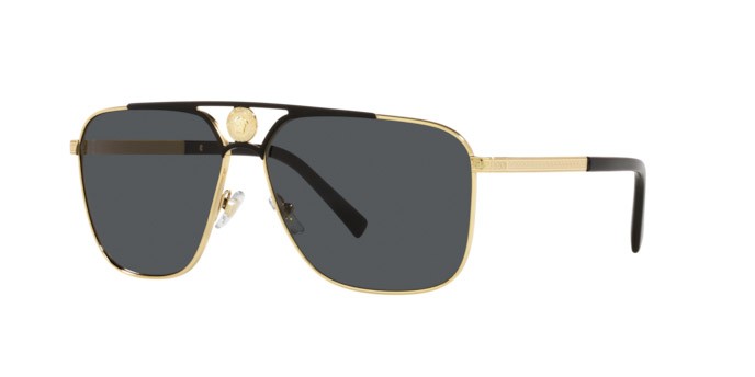 Occhiali da sole Versace VE 2238 (143687) colore gold/matte black forma rettangolare lenti dark grey