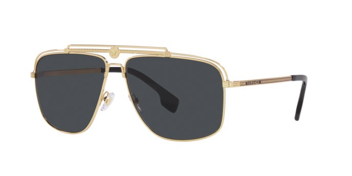 Occhiali da sole Versace VE 2242 (100287) colore gold forma rettangolare lenti dark grey