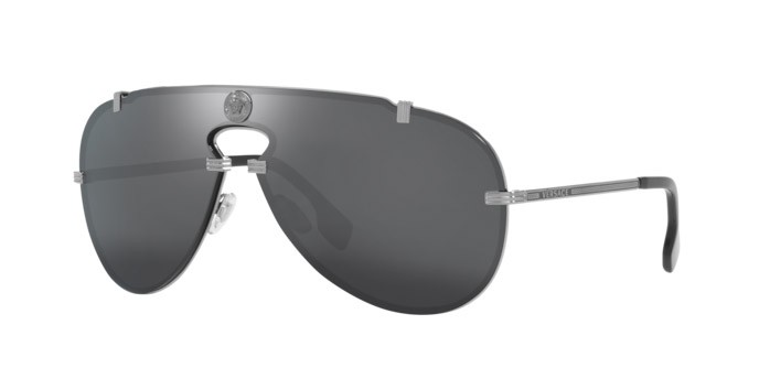 Sonnenbrillen Versace VE 2243 (10016G) farbe gunmetal form aviator gläser grey mirror black