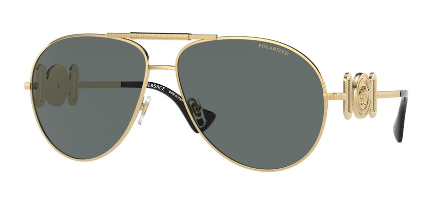 Sonnenbrillen Versace VE 2249 (100281) farbe gold form aviator gläser polar grey
