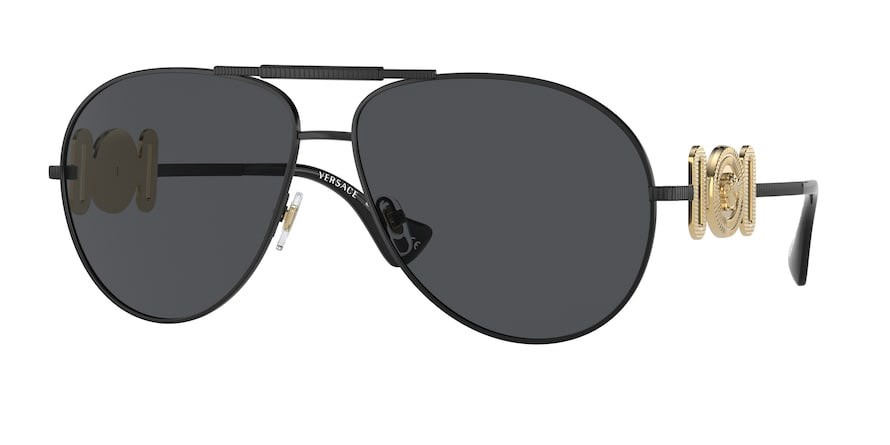 Occhiali da sole Versace VE 2249 (126187) colore matte black forma aviator lenti dark grey