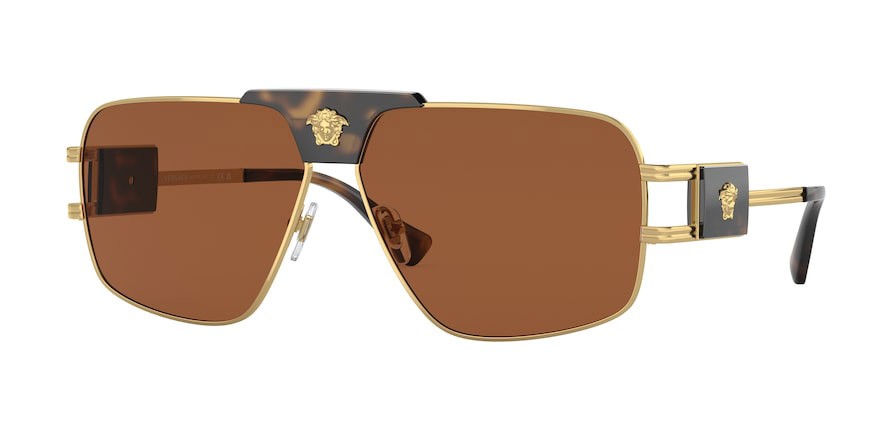 Sonnenbrillen Versace VE 2251 (147073) farbe oro form quadratisch gläser marrone scuro